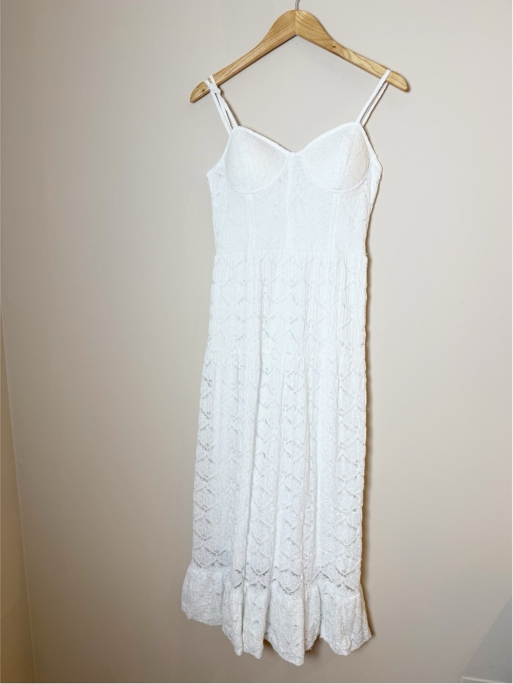 🤍 NSR White Lace Midi Dress | Size L | Bustier Style